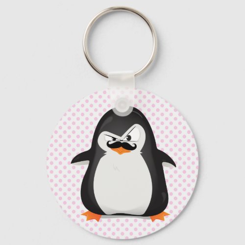 Cute Black  White Penguin And  Funny Mustache Keychain