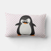 Cute Black  White Penguin And  Funny Mustache Lumbar Pillow (Back)