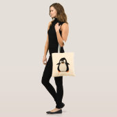 Cute Black  White Penguin And  Funny Mustache Tote Bag (Front (Model))