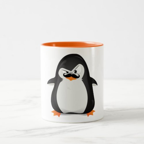 Cute Black  White Penguin And  Funny Mustache Two_ Two_Tone Coffee Mug