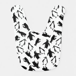 Cute black white penguin pattern white background baby bib