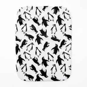Cute black white penguin pattern white background baby burp cloth