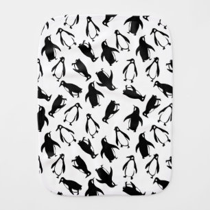 Cute black white penguin pattern white background baby burp cloth