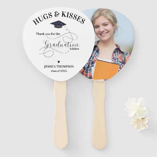 Cute Black White Photo Class Graduation Thank You  Hand Fan (Front and Back)