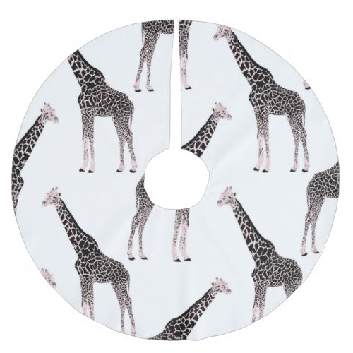 Cute Black White Pink Giraffe Brushed Polyester Tree Skirt