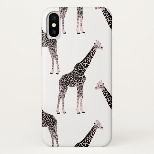 Cute Black White Pink Giraffe iPhone X Case