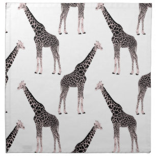 Cute Black White Pink Giraffe Cloth Napkin