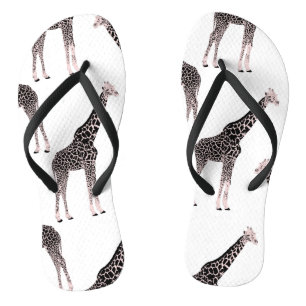 Cute Black White Pink Giraffe Flip Flops