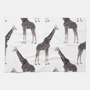 Cute Black White Pink Giraffe Kitchen Towel