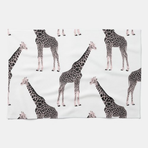 Cute Black White Pink Giraffe Kitchen Towel