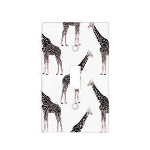 Cute Black White Pink Giraffe Light Switch Cover