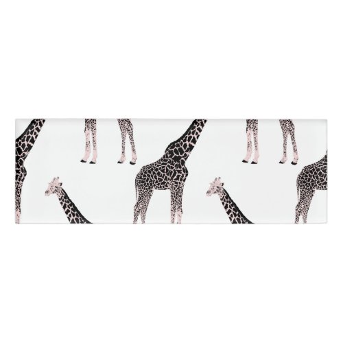 Cute Black White Pink Giraffe Name Tag