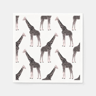 Cute Black White Pink Giraffe Napkins