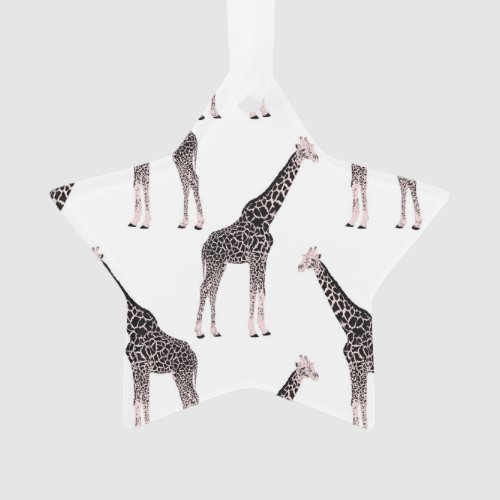 Cute Black White Pink Giraffe Ornament