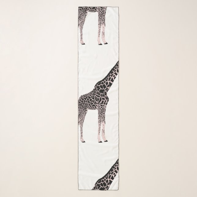 Cute Black White Pink Giraffe Scarf (Front)
