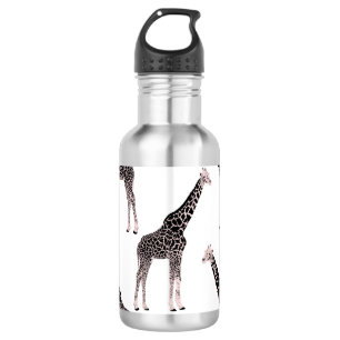 Cute Black White Pink Giraffe Stainless Steel Water Bottle