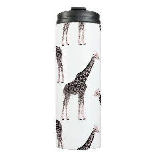 Cute Black White Pink Giraffe Thermal Tumbler