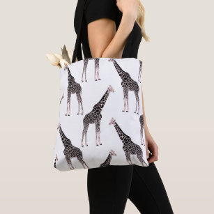Cute Black White Pink Giraffe Tote Bag
