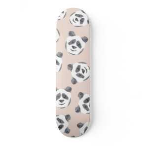Cute Black White Pink Watercolor Panda Pattern Skateboard