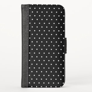 Cute black white polk dots pattern elegant chic iPhone x wallet case