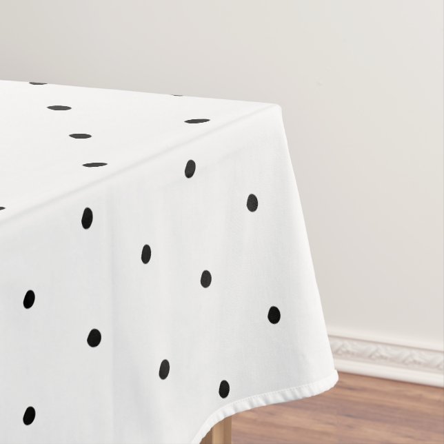 Cute black white polka dot pattern elegant stylish tablecloth (In Situ)