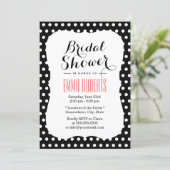Cute Black & White Polka Dots Bridal Shower Invitation (Standing Front)