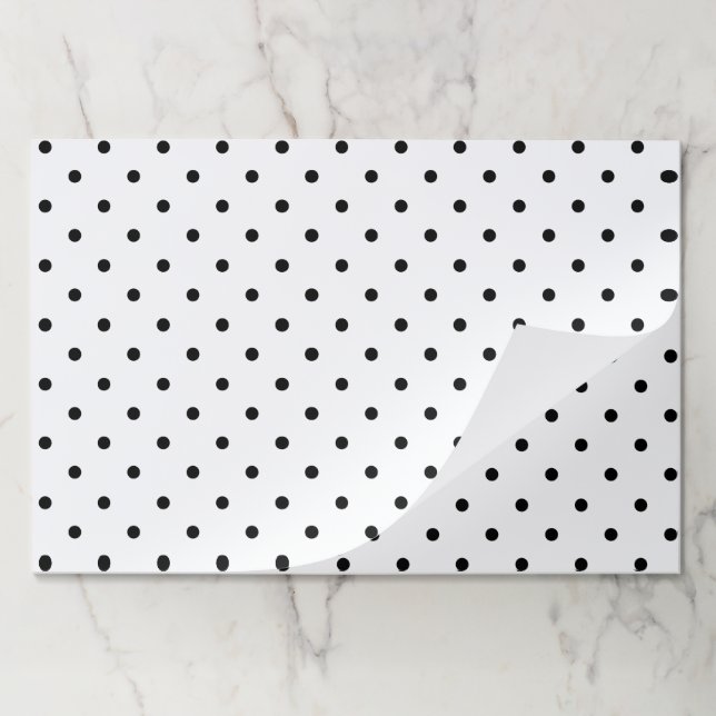 Cute black white polka dots chic paper placemats (Folded)