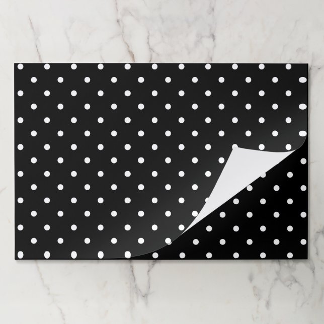 Cute black white polka dots paper placemats (Folded)