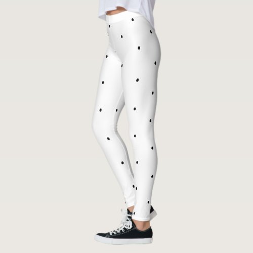 Cute Black white polka dots pattern elegant  Leggings