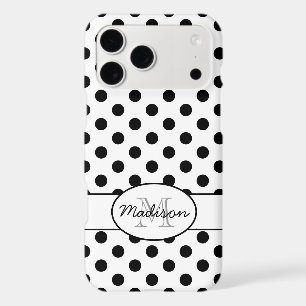 Cute Black White polka dots retro pattern Monogram iPhone 17 Pro Max Case