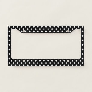 Cute Black & White Polka Dots Seamless Pattern License Plate Frame