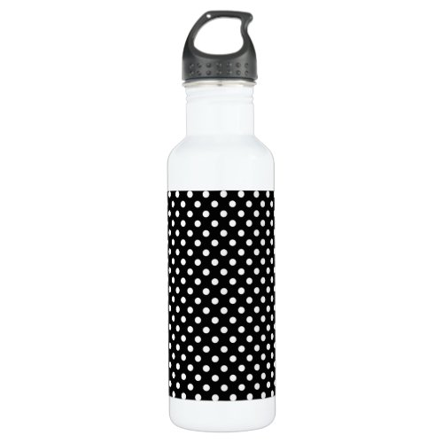 Cute Black  White Polka Dots Seamless Pattern Stainless Steel Water Bottle