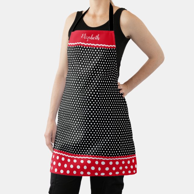 Cute Black White Polkadot Apron (Insitu)