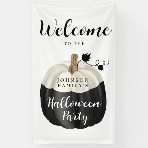Cute Black  White Pumpkin Halloween Party Welcome Banner