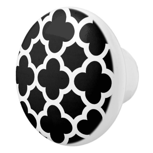 Cute Black White Retro Chic Trellis Pattern Ceramic Knob