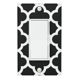 Cute Black White Retro Chic Trellis Pattern Light Switch Cover