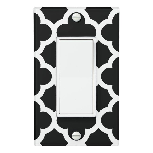 Cute Black White Retro Chic Trellis Pattern Light Switch Cover (In Situ)