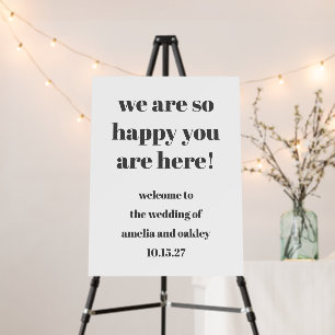 Cute Black White Retro Custom Wedding Welcome Sign