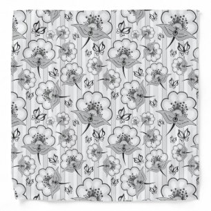 Cute black white seamless flowers patterns bandana