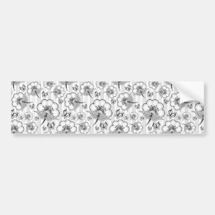 Cute black white seamless flowers patterns bumper sticker
