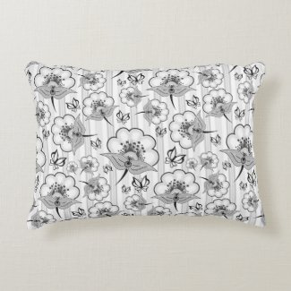 Cute black white seamless flowers patterns