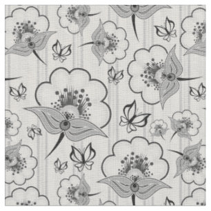 Cute black white seamless flowers patterns fabric