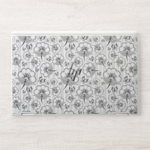 Cute black white seamless flowers patterns HP laptop skin