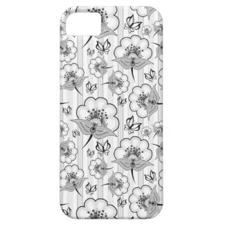 Cute black white seamless flowers patterns