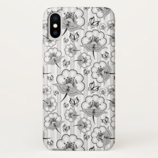 Cute black white seamless flowers patterns