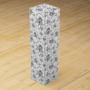 Cute black white seamless flowers patterns wine box