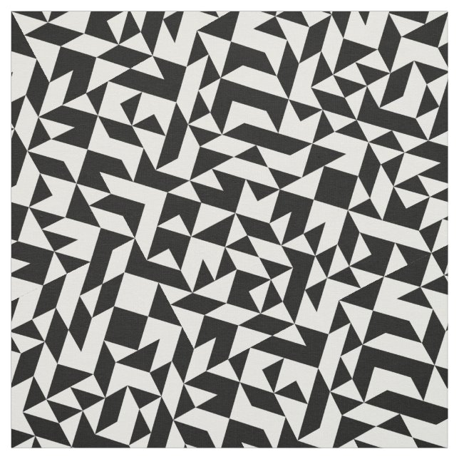 Cute black white seamless geometric lines fabric (Swatch)