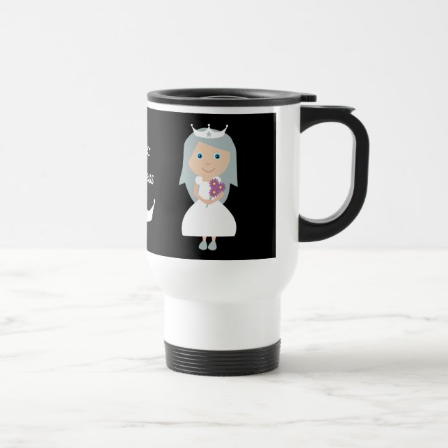 Cute Black & White Sober Princess Travel Mug (Right)