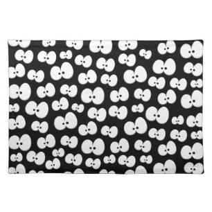 Cute Black & White Spooky Eyes Halloween Cloth Placemat