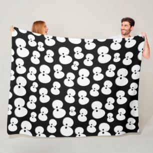 Cute Black & White Spooky Eyes Pattern Halloween Fleece Blanket